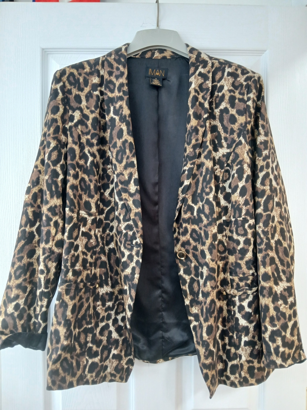 IMAN Leopard Print Blazer in Brown and Black